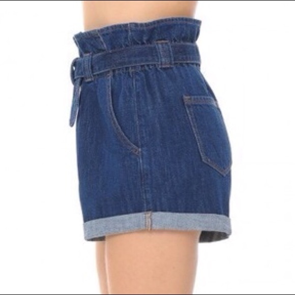 Denim Paperbag Shorts-Size Small - Picture 3 of 6